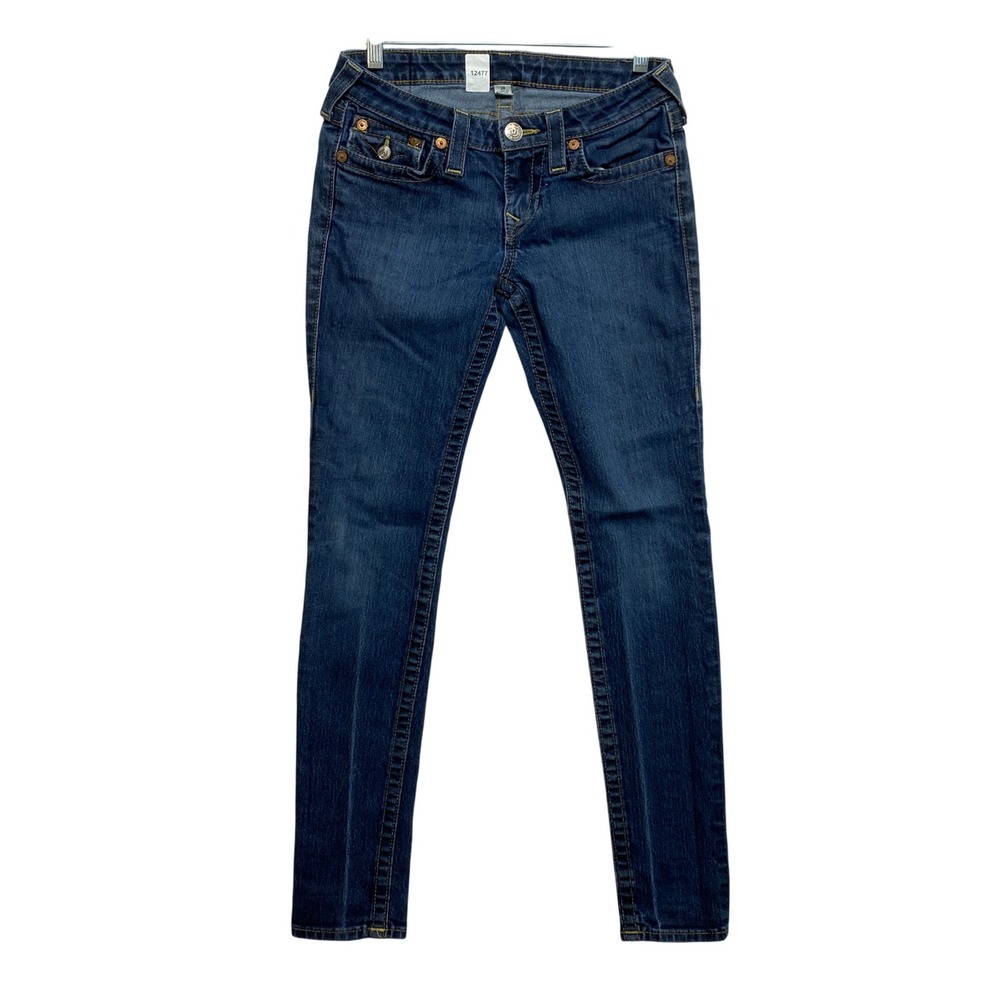 True Religion Jeans Womens 28 Blue Skinny Section Skinny Contrast Stitch Denim